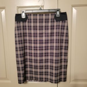 The Limited ladies earthtone colored plaid midi skirt.